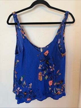 Free People vibrant blue ruffle tank